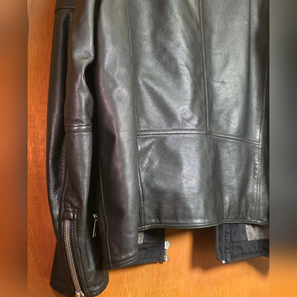 HUGO BOSS BLACK LEATHER BIKER JACKET XL 52